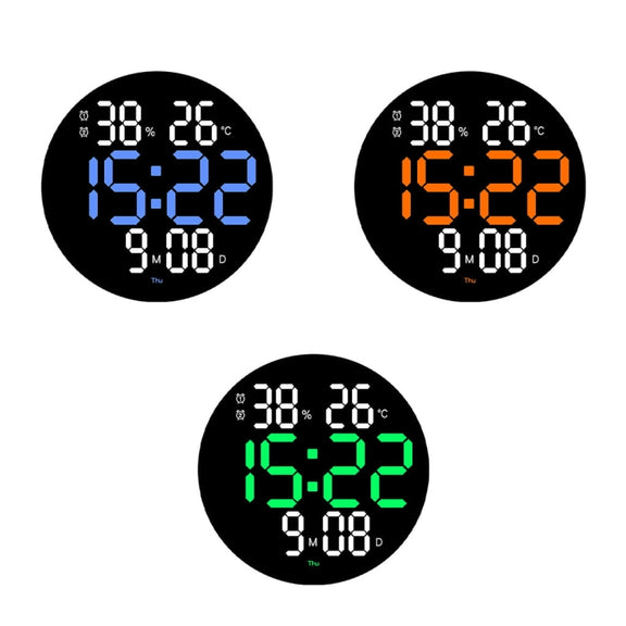 10-Inch Led Digital Wall Clock 2-Color Large Screen Electronic Clock With Temperature Display(Green)
