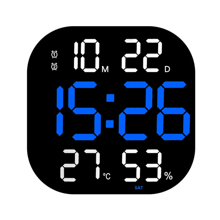 13-Inch LED Acrylic Electronic Clock Large-Screen Square Wall Clock With Timing Temperature Humidity(6632 White Blue) - free shipping - PMc TechLife - Order now!