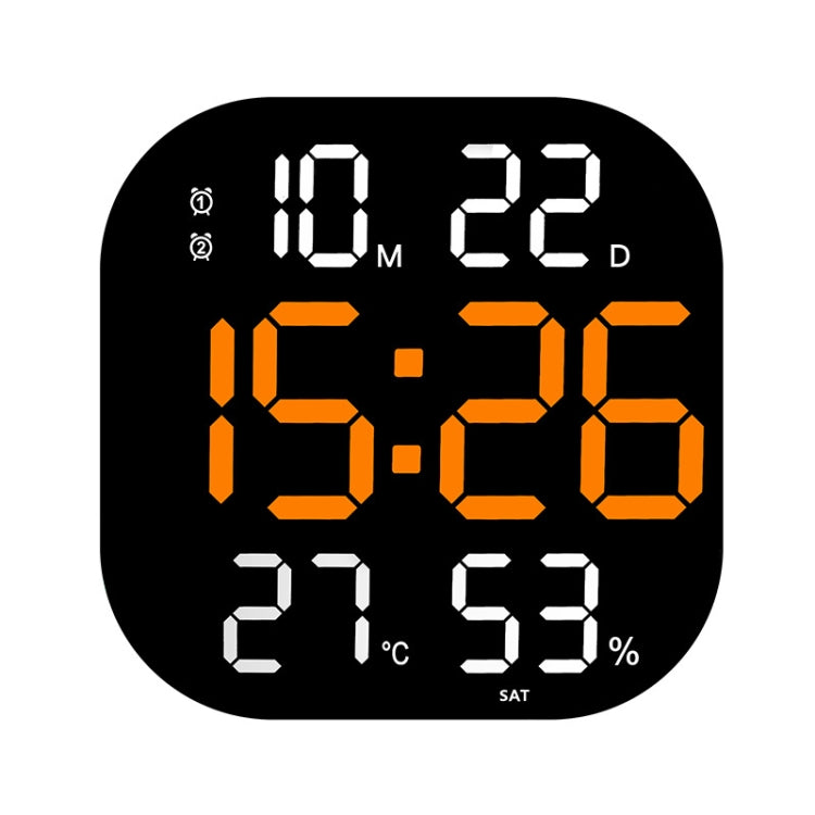 13-Inch LED Acrylic Electronic Clock Large-Screen Square Wall Clock With Timing Temperature Humidity(6632 White Orange) - Wall Clock by PMc TechLife | Online Shopping South Africa | PMc TechLife | Buy Now Pay Later Mobicred