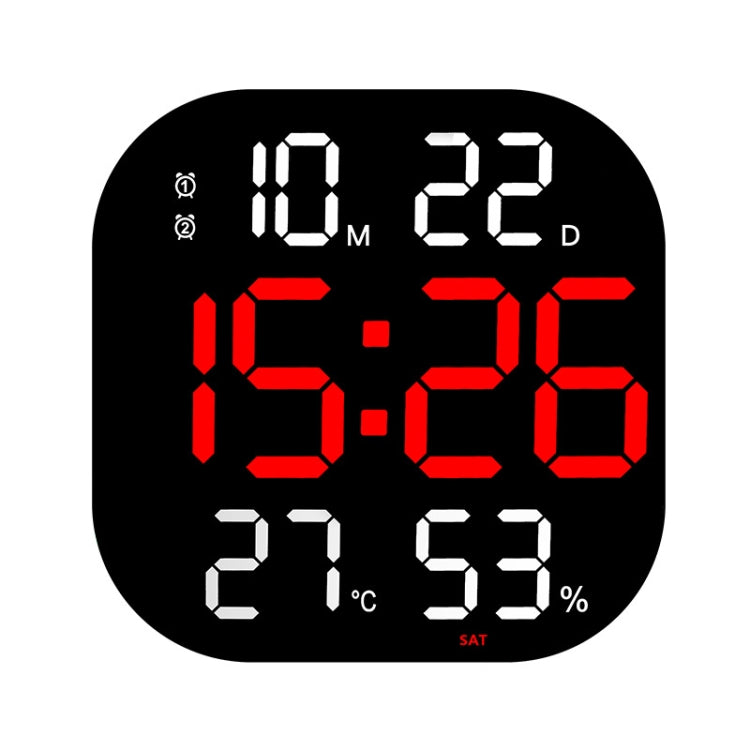 13-Inch LED Acrylic Electronic Clock Large-Screen Square Wall Clock With Timing Temperature Humidity(6632 White Red) - Wall Clock by PMC TechLife | Online Shopping South Africa | PMC TechLife
