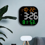 13-Inch LED Acrylic Electronic Clock Large-Screen Square Wall Clock With Timing Temperature Humidity(6632 White Blue)