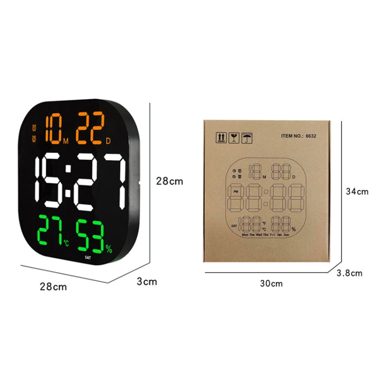 13-Inch LED Acrylic Electronic Clock Large-Screen Square Wall Clock With Timing Temperature Humidity(6632 White Blue) - free shipping - PMc TechLife - Order now!