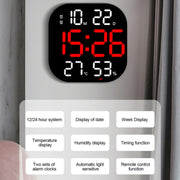 13-Inch LED Acrylic Electronic Clock Large-Screen Square Wall Clock With Timing Temperature Humidity(6632 Orange White Green)