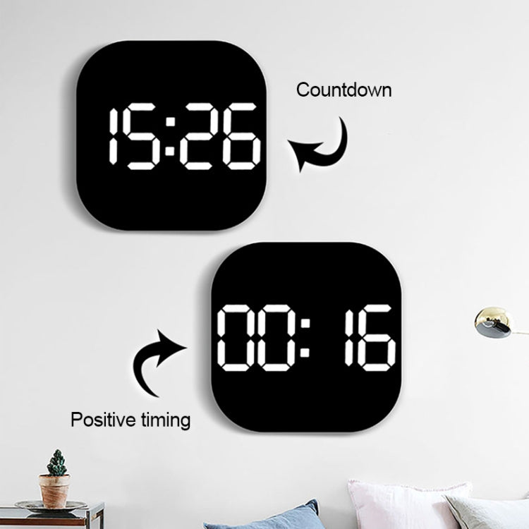 13-Inch LED Acrylic Electronic Clock Large-Screen Square Wall Clock With Timing Temperature Humidity(6632 White Blue)