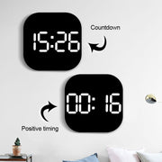 13-Inch LED Acrylic Electronic Clock Large-Screen Square Wall Clock With Timing Temperature Humidity(6632 Orange White Green)