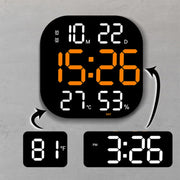 13-Inch LED Acrylic Electronic Clock Large-Screen Square Wall Clock With Timing Temperature Humidity(6632 White Blue)