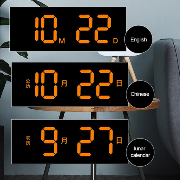 13-Inch LED Acrylic Electronic Clock Large-Screen Square Wall Clock With Timing Temperature Humidity(6632 White Blue)