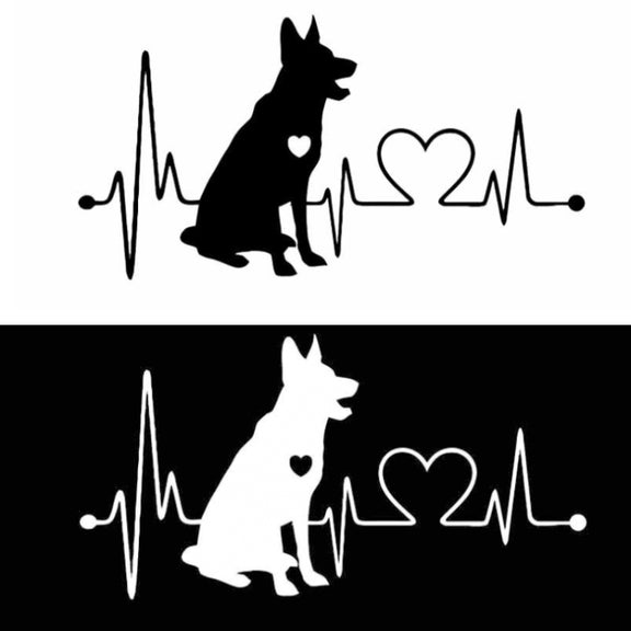 10pcs German Shepherd Cartoon Animal Car Sticker(Black)
