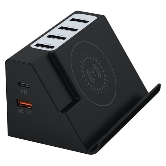 PD 20W +QC 3.0 Wireless Charging+6 Ports Multi-function Charger(US Plug)