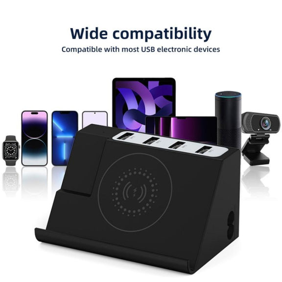 PD 20W +QC 3.0 Wireless Charging+6 Ports Multi-function Charger(UK Plug)