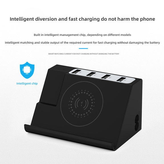 PD 20W +QC 3.0 Wireless Charging+6 Ports Multi-function Charger(UK Plug)