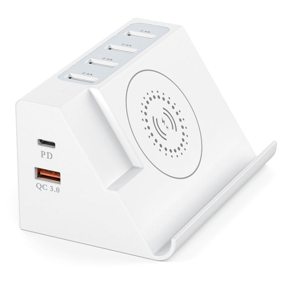 PD 20W +QC 3.0 Wireless Charging+6 Ports Multi-function Charger(EU Plug)