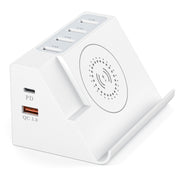 PD 20W +QC 3.0 Wireless Charging+6 Ports Multi-function Charger(UK Plug)