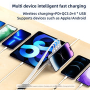 PD 20W +QC 3.0 Wireless Charging+6 Ports Multi-function Charger(UK Plug)