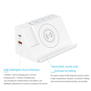 PD 20W +QC 3.0 Wireless Charging+6 Ports Multi-function Charger(UK Plug)