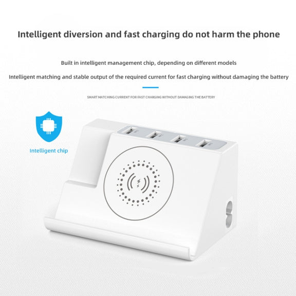 PD 20W +QC 3.0 Wireless Charging+6 Ports Multi-function Charger(UK Plug)