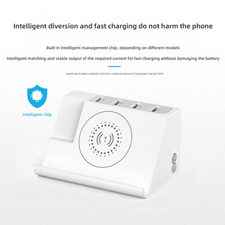 PD 20W +QC 3.0 Wireless Charging+6 Ports Multi-function Charger(UK Plug)