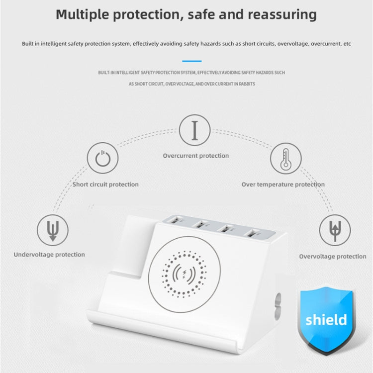 PD 20W +QC 3.0 Wireless Charging+6 Ports Multi-function Charger(UK Plug)