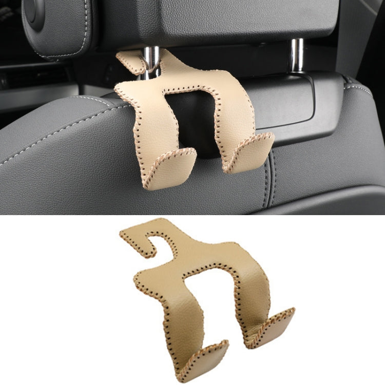 Car Double Hook Stainless Steel Rear Headrest Mobile Phone Holder(Beige) - free shipping - PMC TechLife - Order now!