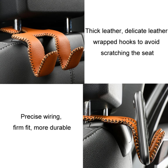 Car Double Hook Stainless Steel Rear Headrest Mobile Phone Holder(Black)