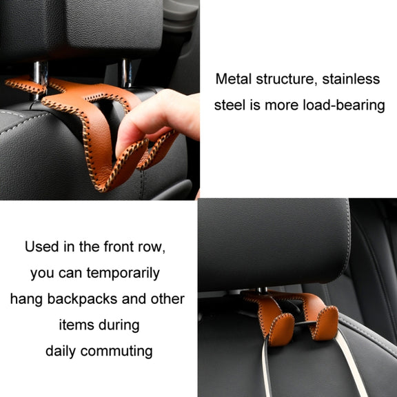Car Double Hook Stainless Steel Rear Headrest Mobile Phone Holder(Gray)