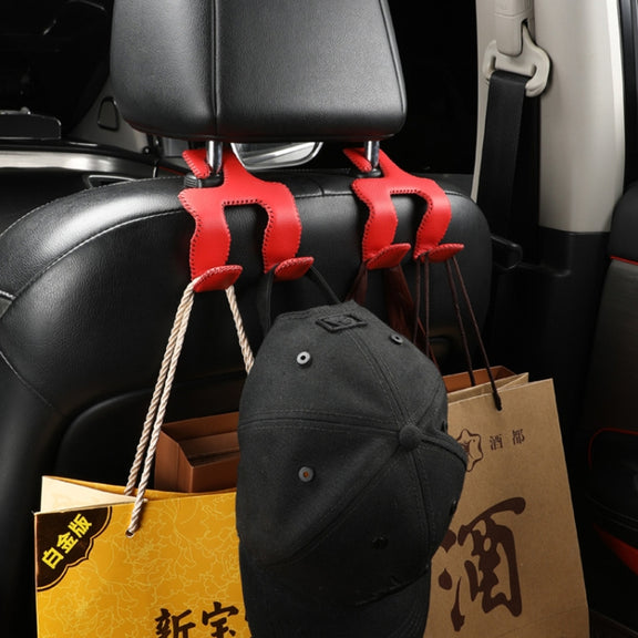 Car Double Hook Stainless Steel Rear Headrest Mobile Phone Holder(Gray)