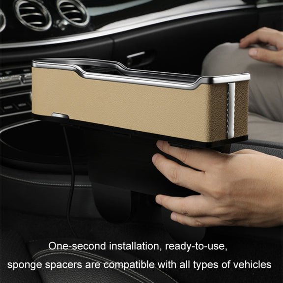 Car Seat Gap Storage Box Multifunctional Mobile Phone USB Charger, Color: QC3.0 Brown