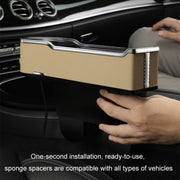 Car Seat Gap Storage Box Multifunctional Mobile Phone USB Charger, Color: QC3.0 Beige