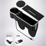 Car Seat Gap Storage Box Multifunctional Mobile Phone USB Charger, Color: QC3.0 Beige