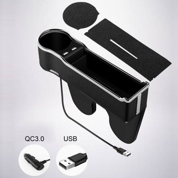 Car Seat Gap Storage Box Multifunctional Mobile Phone USB Charger, Color: QC3.0 Brown