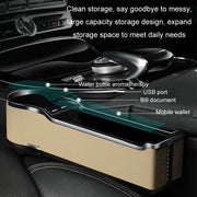 Car Seat Gap Storage Box Multifunctional Mobile Phone USB Charger, Color: QC3.0 Beige