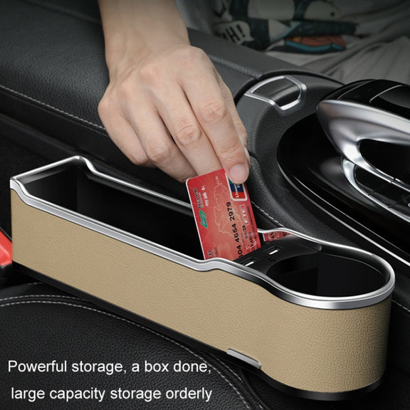 Car Seat Gap Storage Box Multifunctional Mobile Phone USB Charger, Color: QC3.0 Brown
