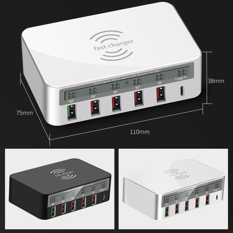 818F 5 USB Ports + Type-C Multifunctional Multi-Port Wireless Charger, Style: UK Plug (Black) - Multifunction Charger by PMC TechLife | Online Shopping South Africa | PMC TechLife | Buy Now Pay Later Mobicred
