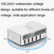 818F 5 USB Ports + Type-C Multifunctional Multi-Port Wireless Charger, Style: UK Plug (Black)
