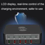 818F 5 USB Ports + Type-C Multifunctional Multi-Port Wireless Charger, Style: UK Plug (Black)