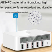 818F 5 USB Ports + Type-C Multifunctional Multi-Port Wireless Charger, Style: US Plug (Black)