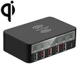 818PF 5 USB Ports + Type-C Smart Digital Display Wireless Phone Charger, Style: US Plug (Black) - Multifunction Charger by PMC TechLife | Online Shopping South Africa | PMC TechLife | Buy Now Pay Later Mobicred
