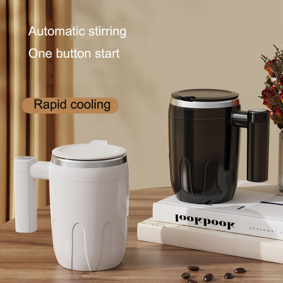 Automatic Stainless Steel Stirring Cup Portable Coffee Mug Magnetic Mug(White)