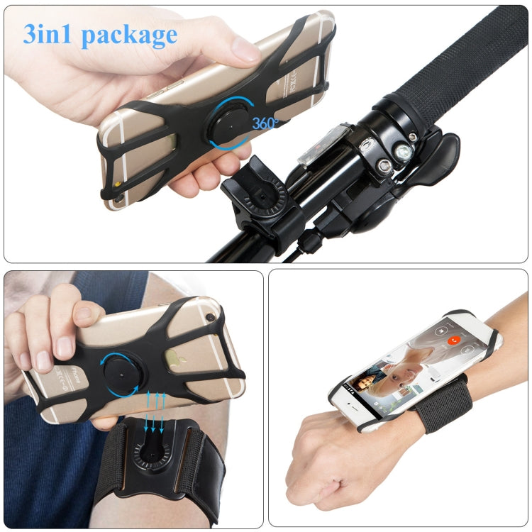 3 In 1 Disassembered Rotating Arm Belt Bag Sports Phone Bag Bracket For 4.5-7 inch Phones(Black) - Other by PMC Jewellery | Online Shopping South Africa | PMC Jewellery | Buy Now Pay Later Mobicred