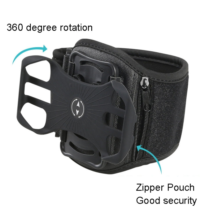 For 4.5-7 inch Phone Zipper Pocket Removable Rotating Arm Belt Bag Running Riding Phone Case(4 Claw Black) - Other by PMC TechLife | Online Shopping South Africa | PMC TechLife | Buy Now Pay Later Mobicred