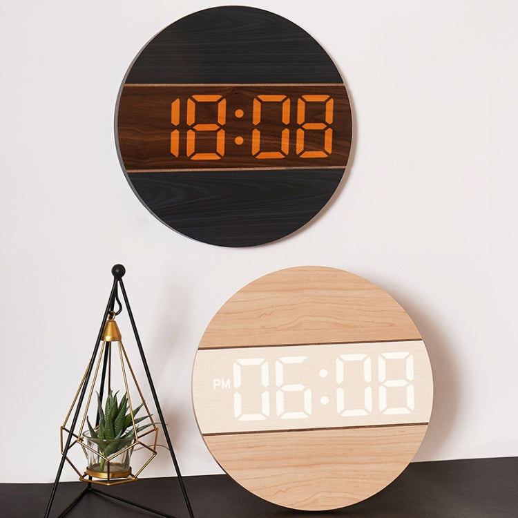 G218B Wooden Living Room Digital Display Clock Home Decoration Wall Clock(Khaki) - Wall Clock by PMc TechLife | Online Shopping South Africa | PMc TechLife | Buy Now Pay Later Mobicred