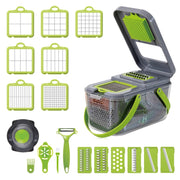 22 in 1 Multifunctional Food Chopper Grater Onion Dicer Veggie Cutter with 13 Stainless Steel Blades(Grey)