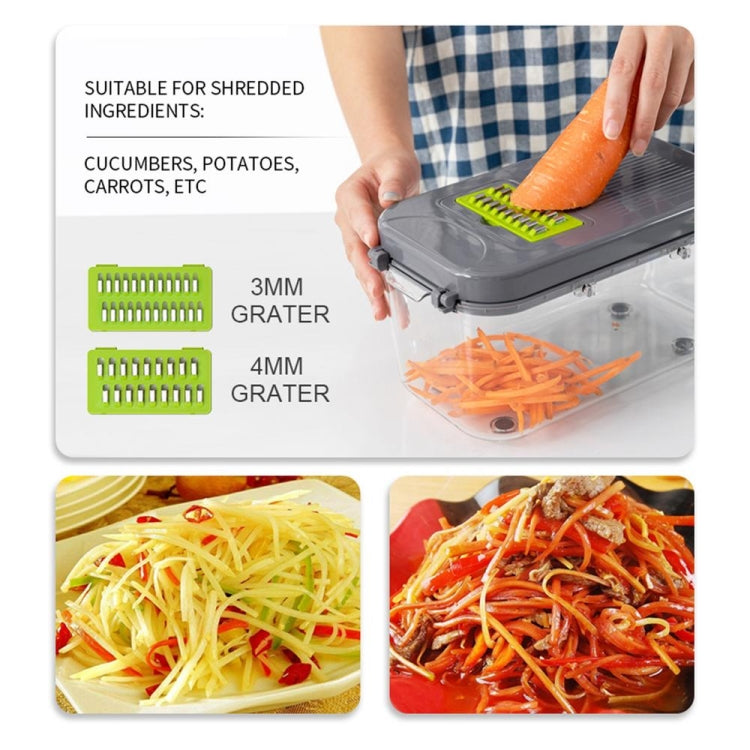 22 in 1 Multifunctional Food Chopper Grater Onion Dicer Veggie Cutter with 13 Stainless Steel Blades(Grey) - Cutter & Peeler by PMC TechLife | Online Shopping South Africa | PMC TechLife | Buy Now Pay Later Mobicred