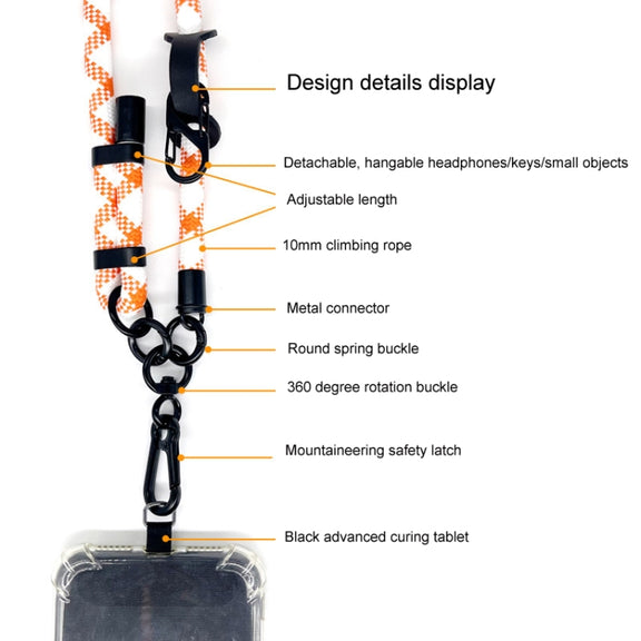 10mm Thick Rope Mobile Phone Anti-Lost Adjustable Lanyard Spacer(Dark Coffee Black Pattern)