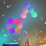 12pcs/set RGB Symphony Hexagon Lights DIY Bedside Ambient Wall Lamp Smart Honeycomb Light(WIFI-APP)