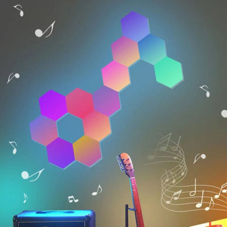 12pcs/set RGB Symphony Hexagon Lights DIY Bedside Ambient Wall Lamp Smart Honeycomb Light(WIFI-APP)