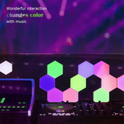 12pcs/set RGB Symphony Hexagon Lights DIY Bedside Ambient Wall Lamp Smart Honeycomb Light(WIFI-APP)