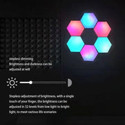 12pcs/set RGB Symphony Hexagon Lights DIY Bedside Ambient Wall Lamp Smart Honeycomb Light(WIFI-APP)