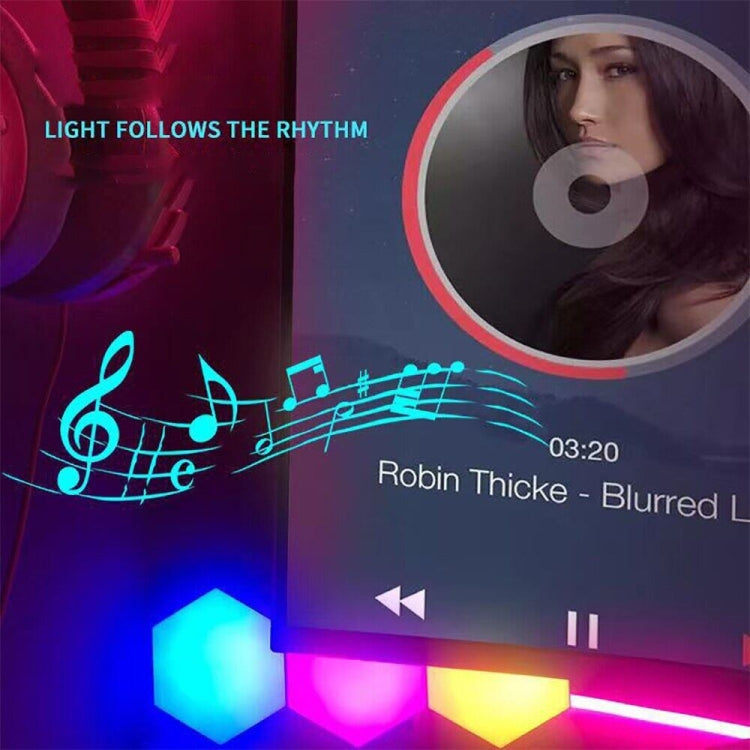 10pcs/set RGB Symphony Hexagon Lights DIY Bedside Ambient Wall Lamp Smart Honeycomb Light(Bluetooth APP) - free shipping - PMC TechLife - Order now!
