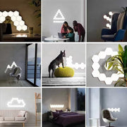 12pcs/set RGB Symphony Hexagon Lights DIY Bedside Ambient Wall Lamp Smart Honeycomb Light(WIFI-APP)